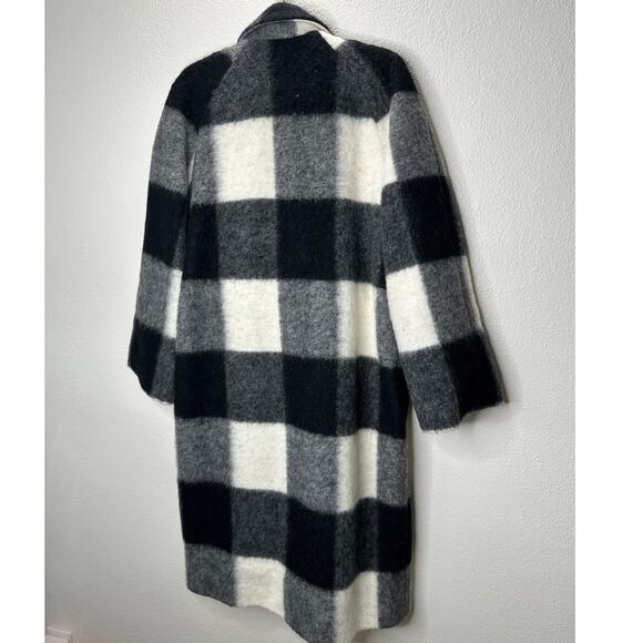 NWT Ganni McKinney Wool in Egret Black & Cream Check Belted Jacket 40 / 10 - Picture 5 of 16